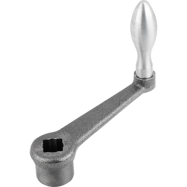 Crank Handle To DIN 469 Square Socket Sw=19 +0, 3, A=160, H=131, Form:F Mach Handle Fixed, Cast Iron,